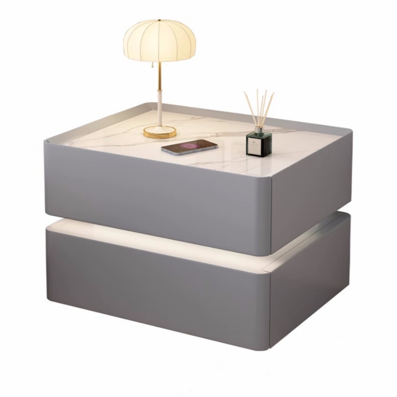 Solid Wood Nightstand 2 Drawers - Умная прикроватная тумбочка из цельного дерева,