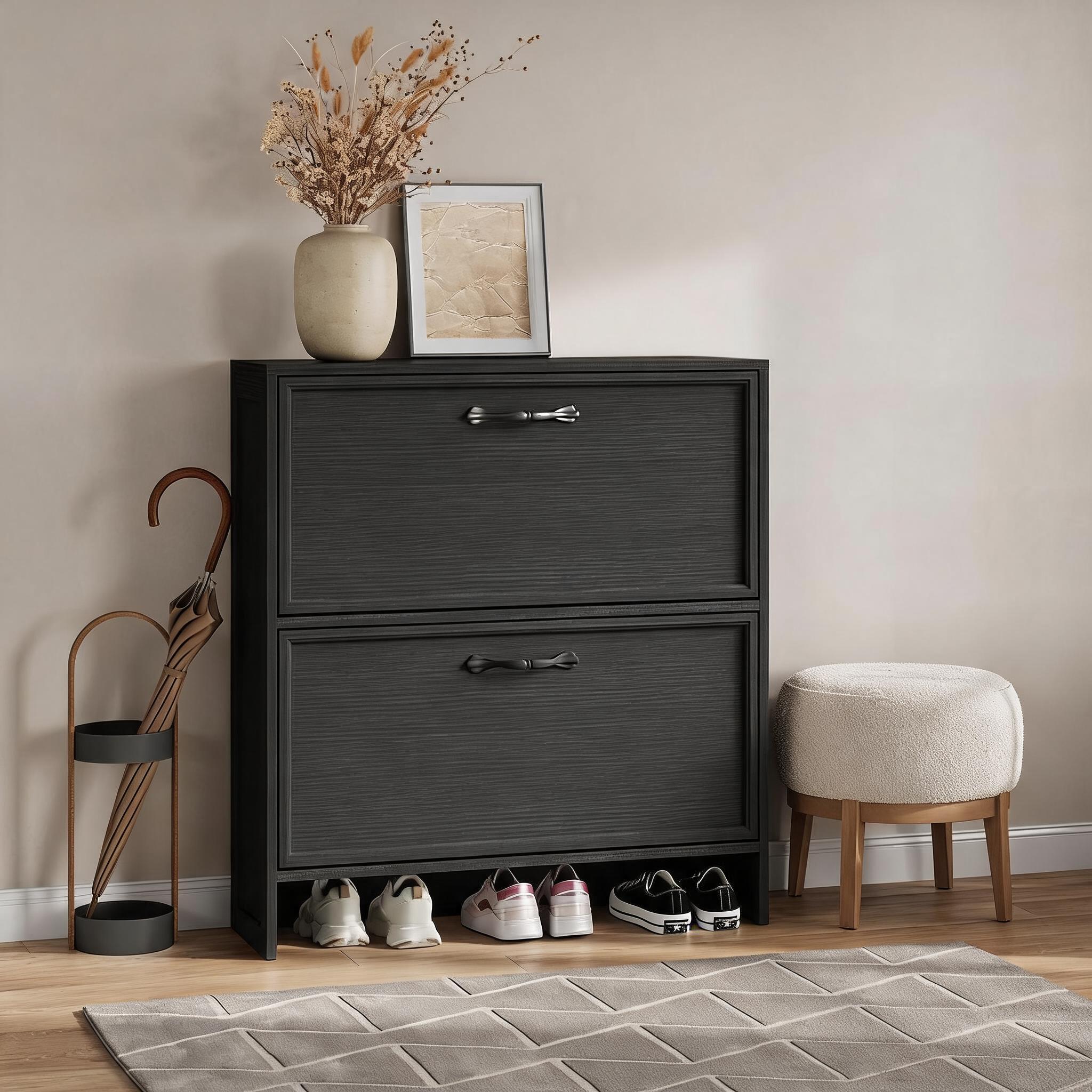 Shoe Rack Cabinet Narrow Entryway - Тумба для обуви с двумя откидными