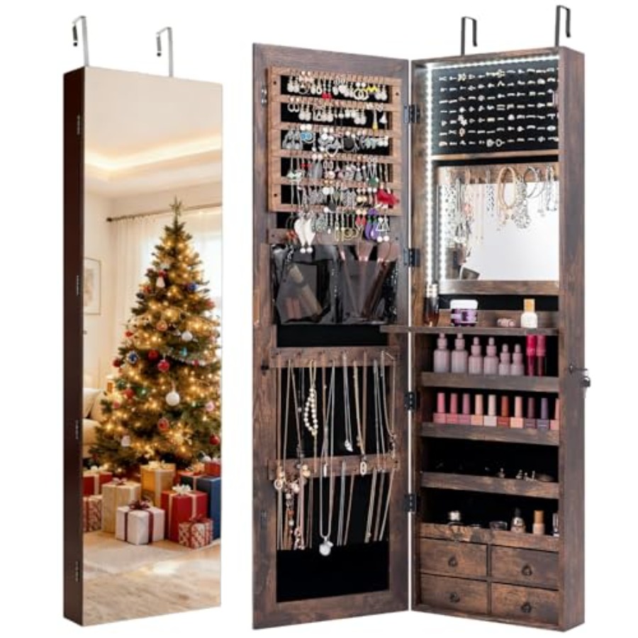 Full Length Mirror Jewelry Armoire - Шкаф для украшений с 47 светодиодами