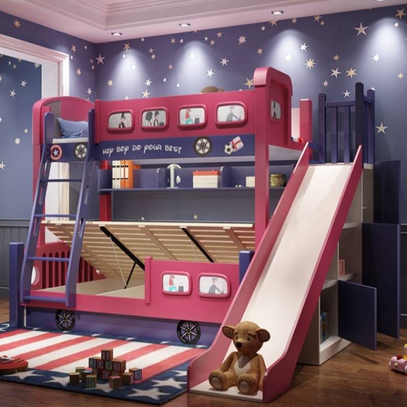 Bunk Bed With Stairs And Slide - Современная детская кровать-домик с горкой для