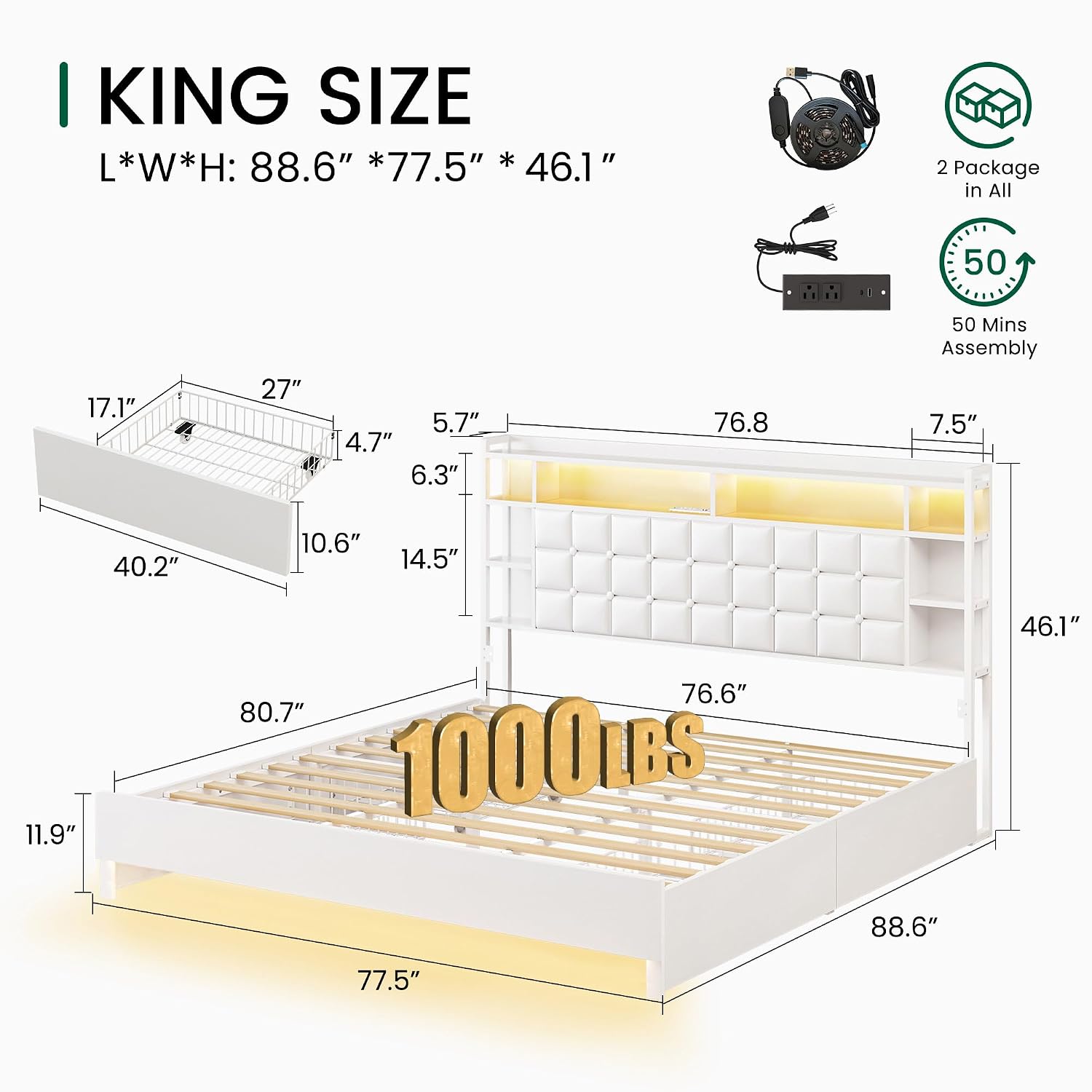 Деревянная кровать размера «ki – обзор и цена King Size Bed Frame With Storage Drawers