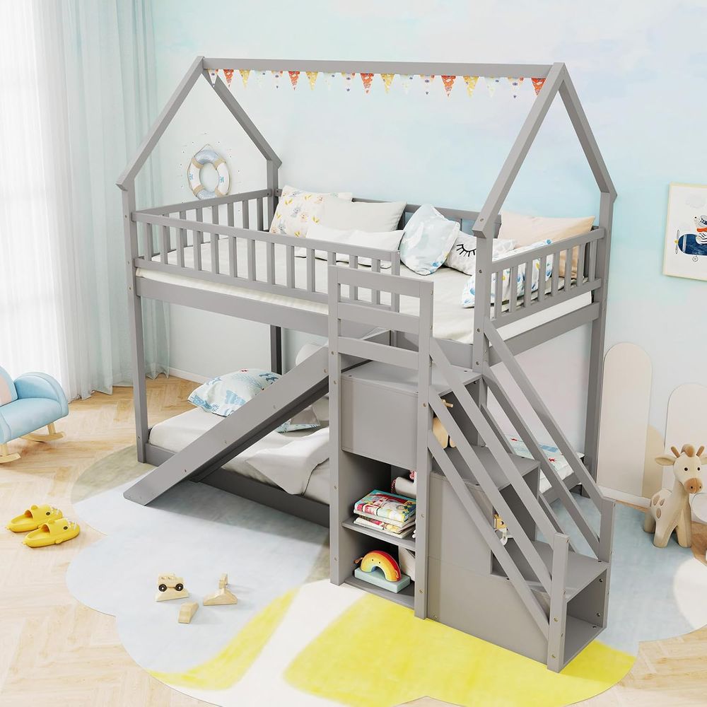 Двухъярусная кровать Twin Over – обзор и цена Bunk Bed With Stairs And Slide
