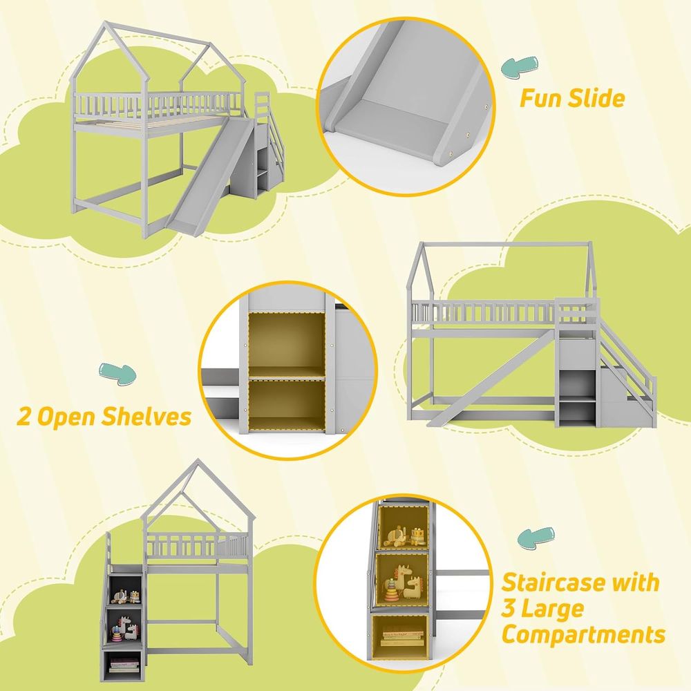 Двухъярусная кровать Twin Over – обзор и цена Bunk Bed With Stairs And Slide