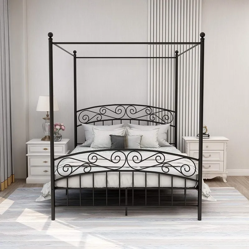 Каркас кровати с балдахином Qu – обзор и цена Canopy Bed Frame Metal Queen