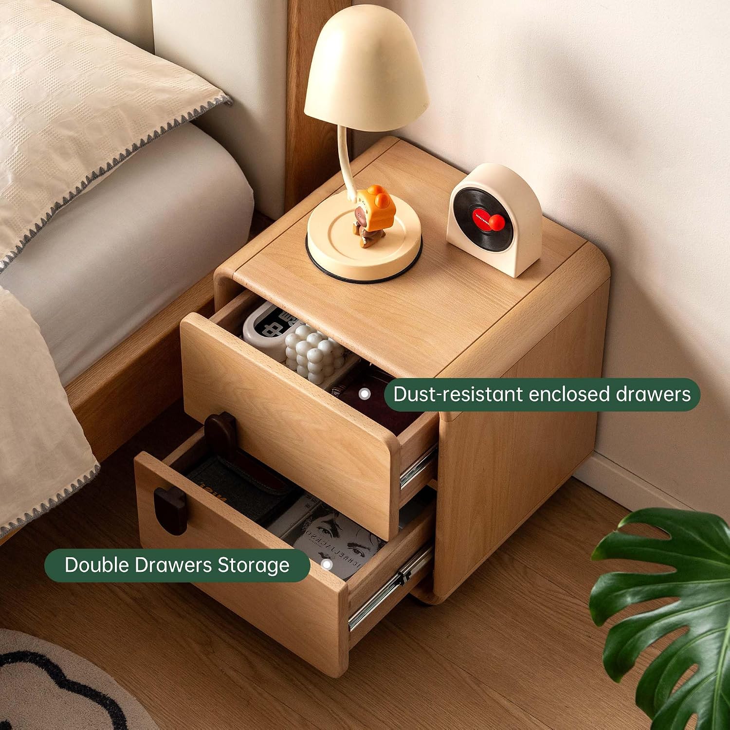 Прикроватная тумбочка из масси – обзор и цена Solid Wood Nightstand 2 Drawers