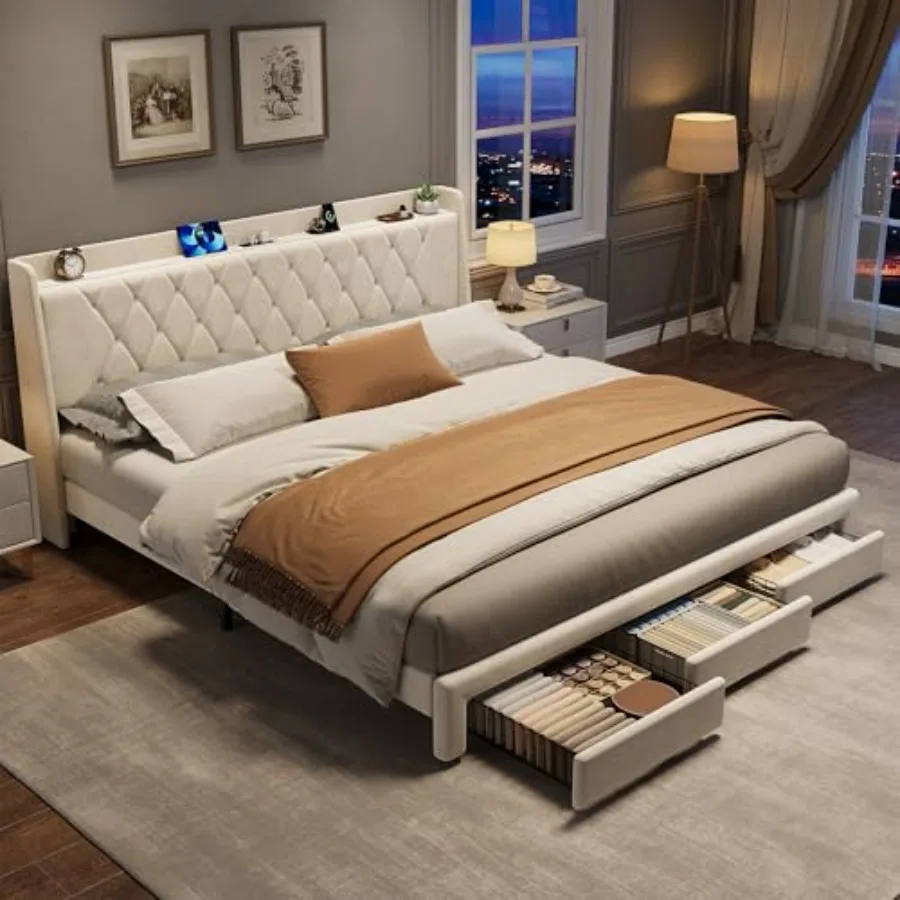 Кровать-платформа размера «Kin – обзор и цена King Size Bed Frame With Storage Drawers