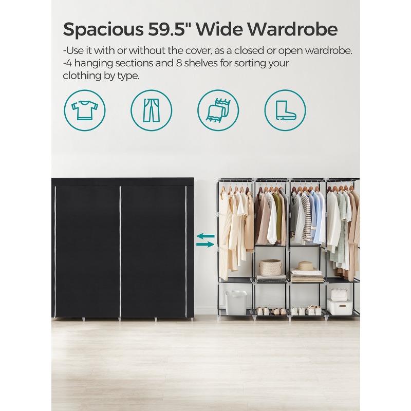 Портативный шкаф-гардероб с че – обзор и цена Wardrobe Closet Portable Fabric Cover