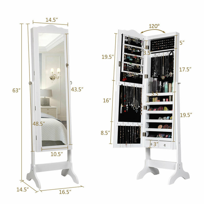 Шкаф-витрина для украшений с 1 – обзор и цена Full Length Mirror Jewelry Armoire