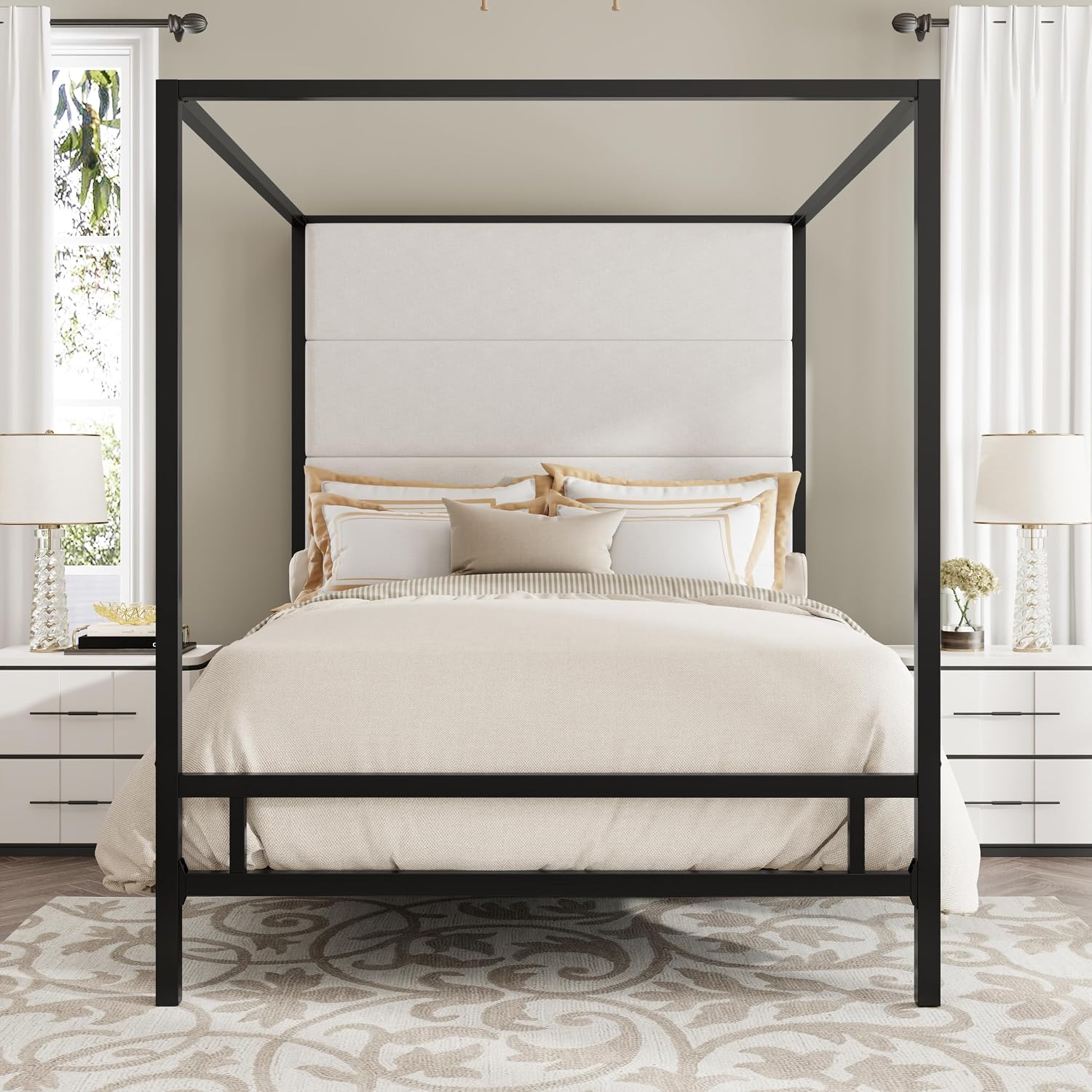 Кровать-королева с балдахином, – обзор и цена Canopy Bed Frame Metal Queen