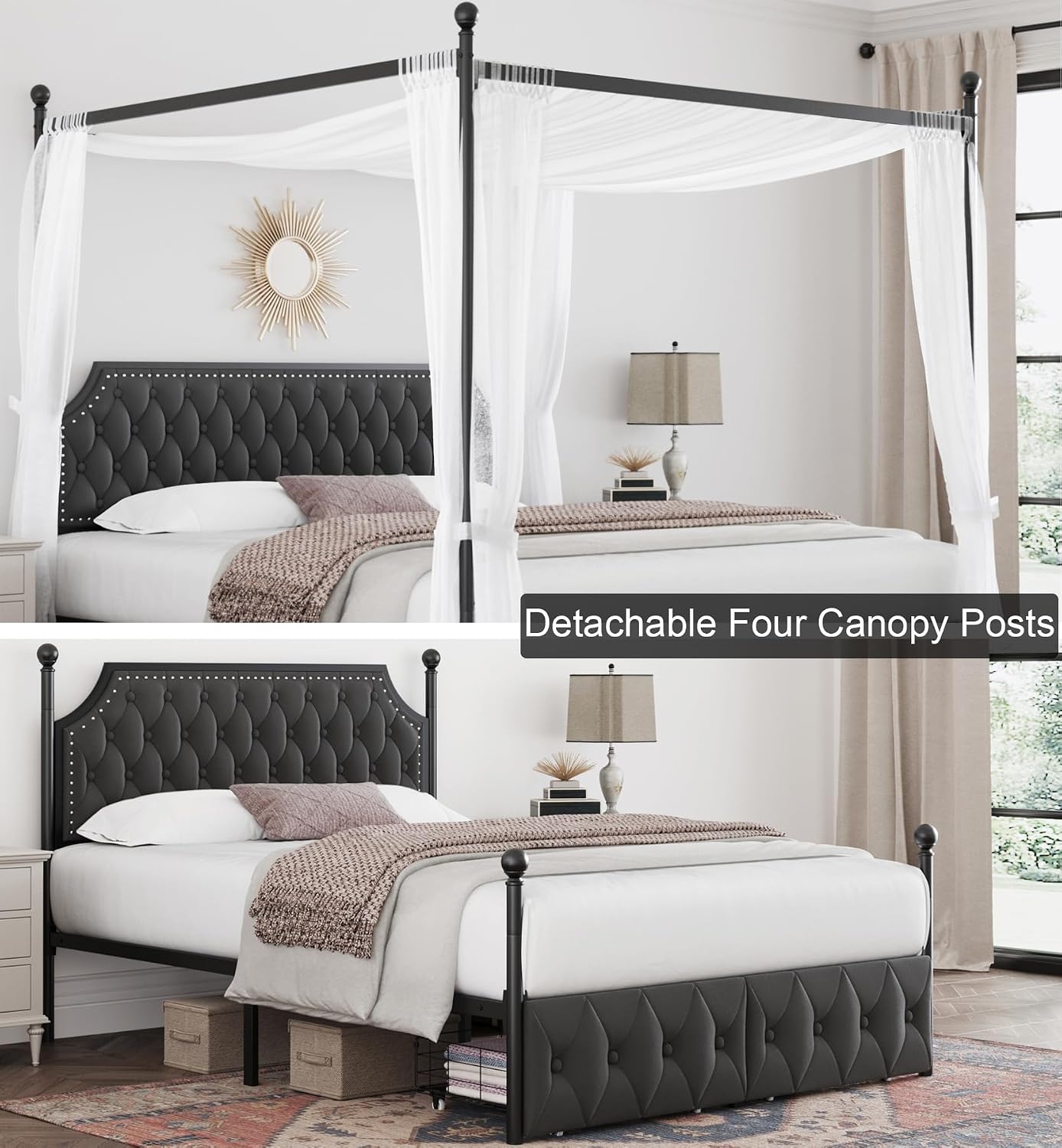 Каркас кровати Queen с балдахи – обзор и цена Canopy Bed Frame Metal Queen