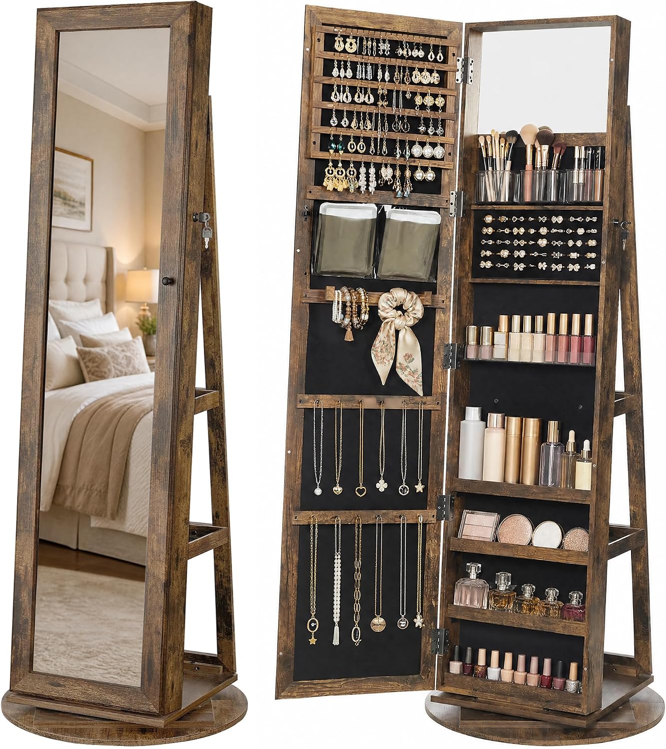 Напольный шкаф для украшений,  – обзор и цена Full Length Mirror Jewelry Armoire