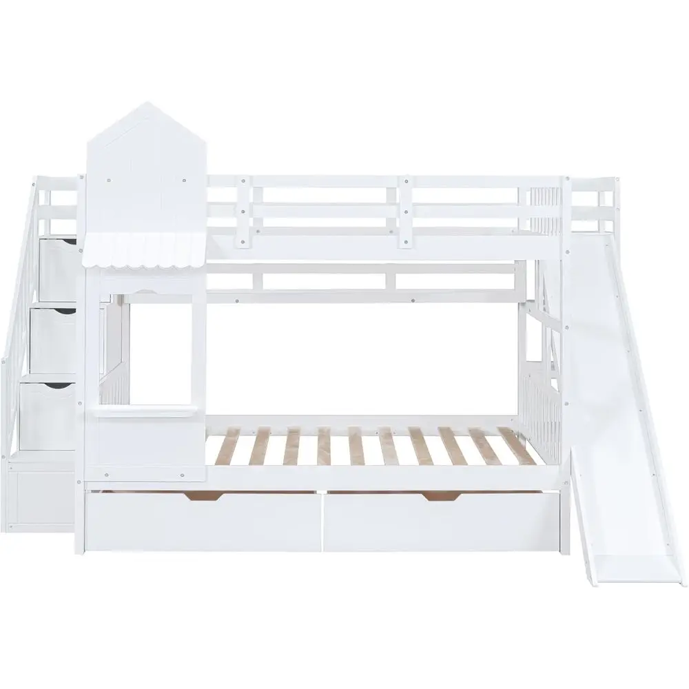 Двухъярусная кровать с двумя о – обзор и цена Bunk Bed With Stairs And Slide