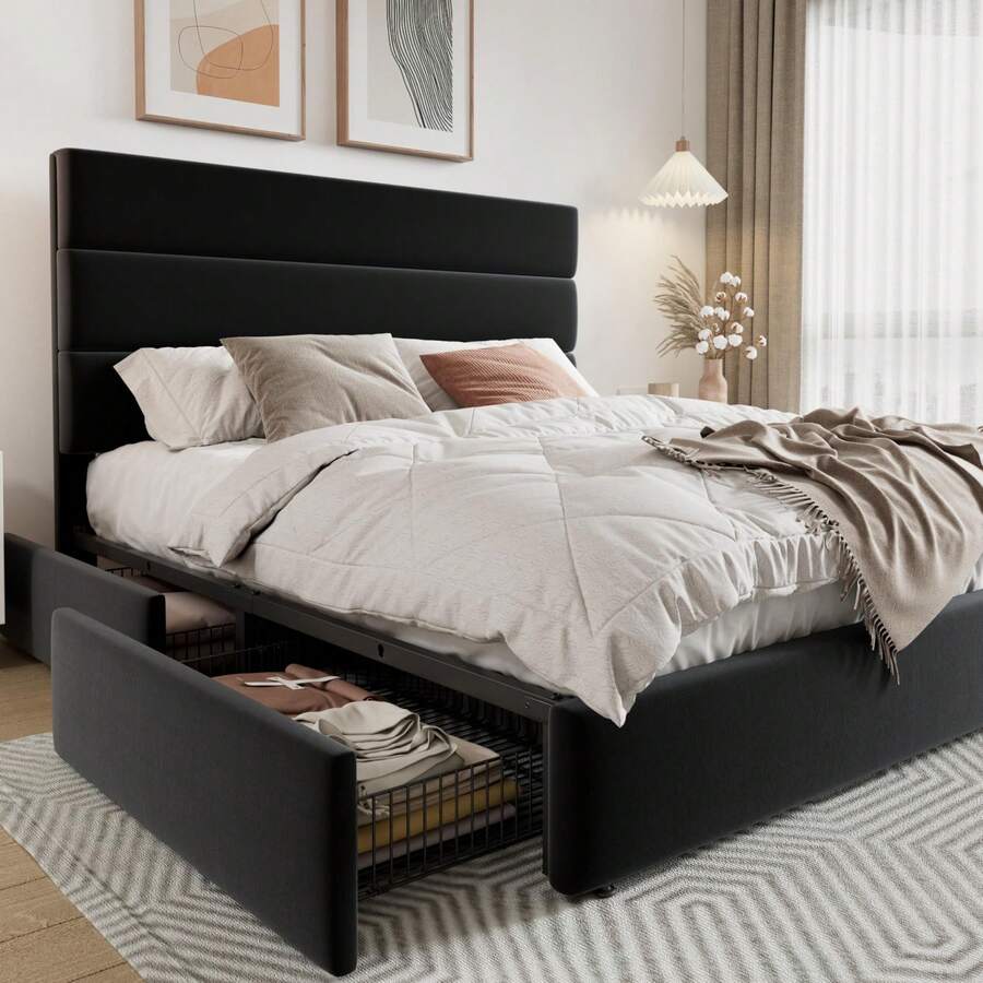 Кровать-платформа размера Full – обзор и цена King Size Bed Frame With Storage Drawers