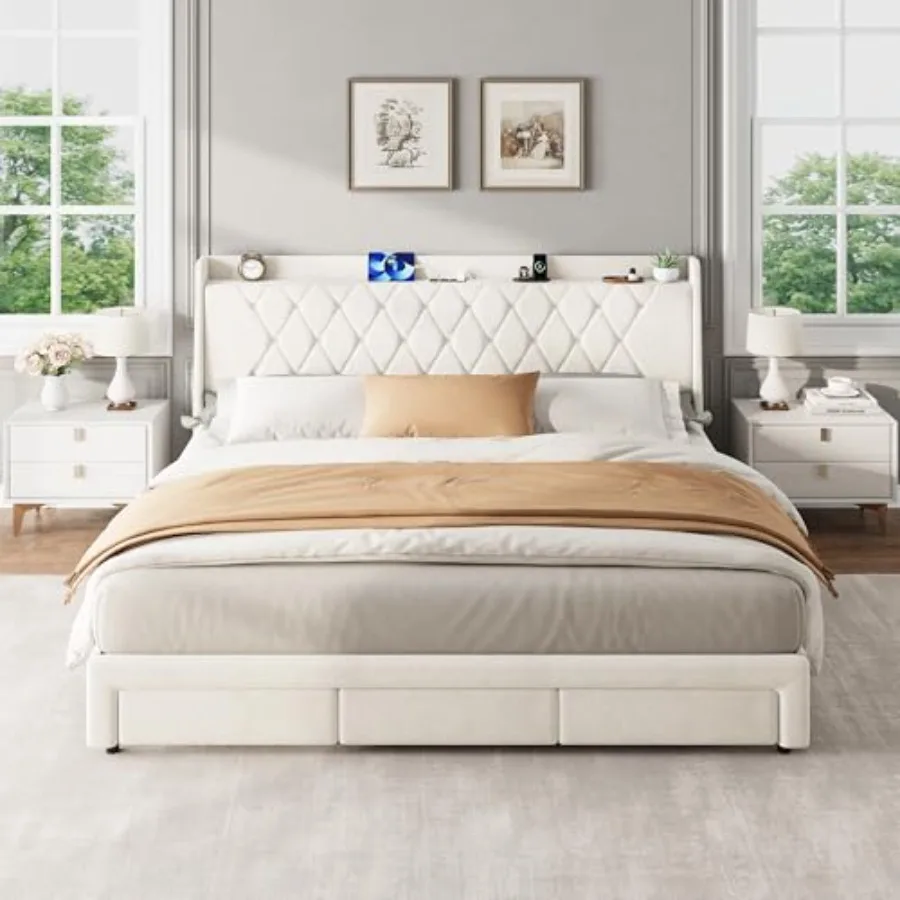 Кровать-платформа размера «Kin – обзор и цена King Size Bed Frame With Storage Drawers