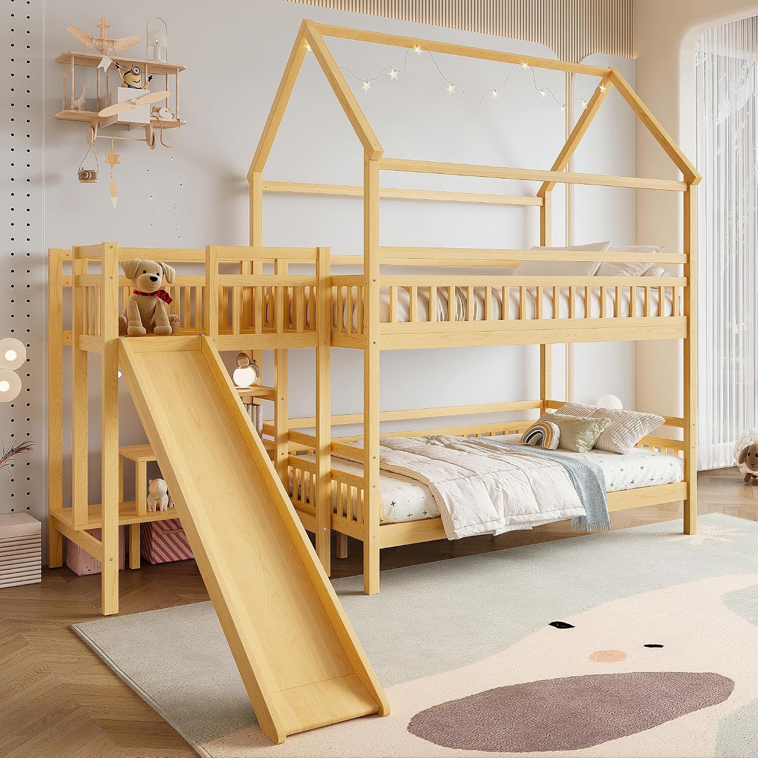 Двухъярусная кровать Full over – обзор и цена Bunk Bed With Stairs And Slide