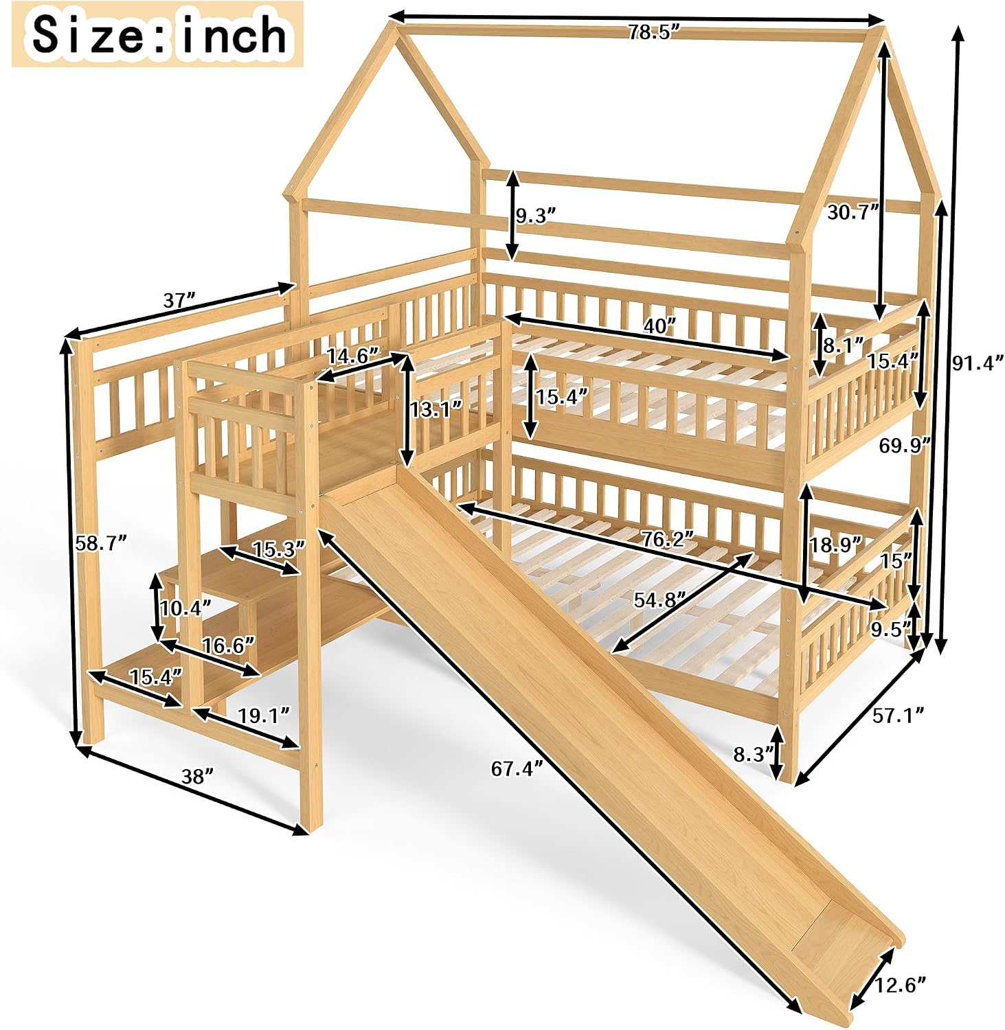 Двухъярусная кровать Full over – обзор и цена Bunk Bed With Stairs And Slide